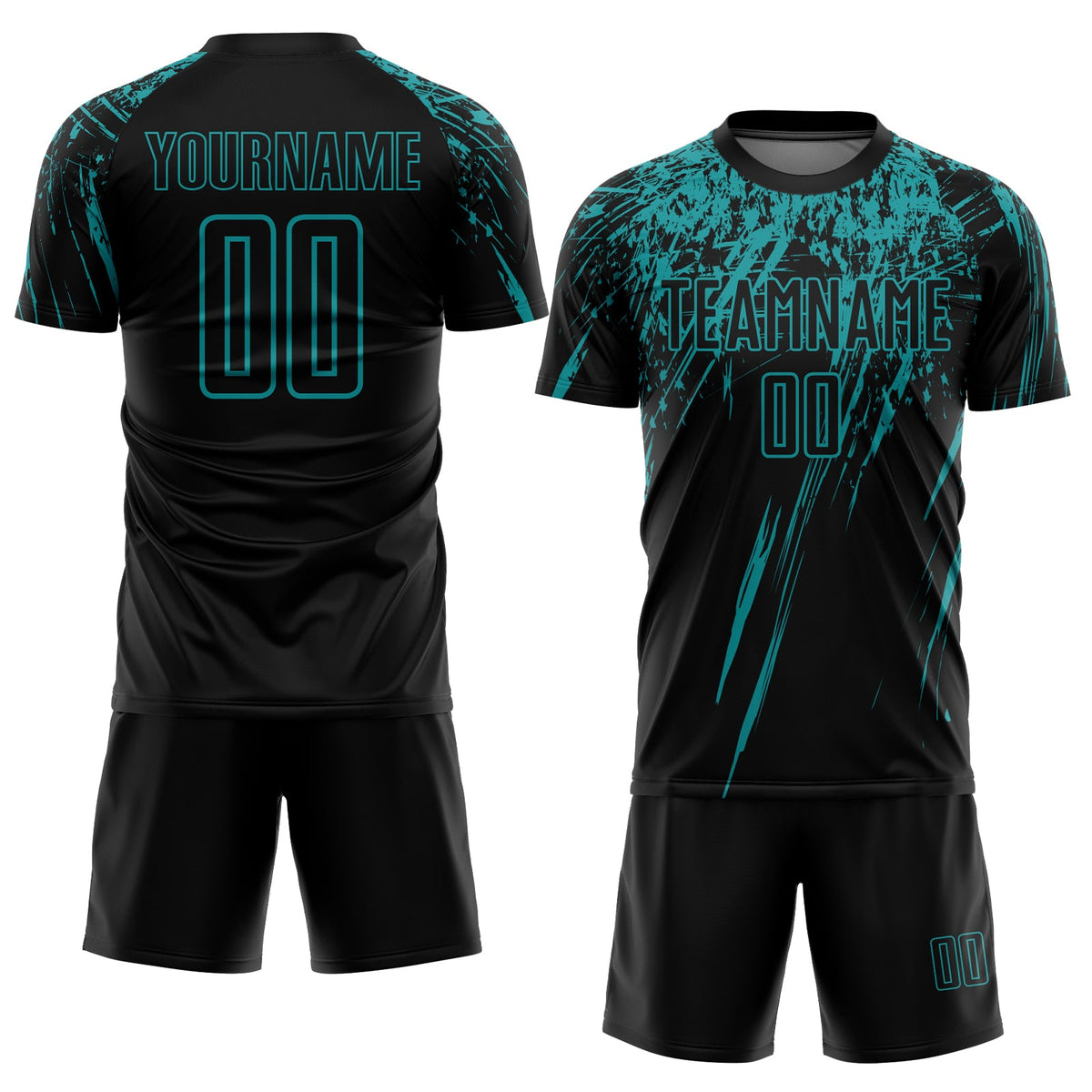 Custom Black Teal Sublimation Soccer Uniform Jersey Limited