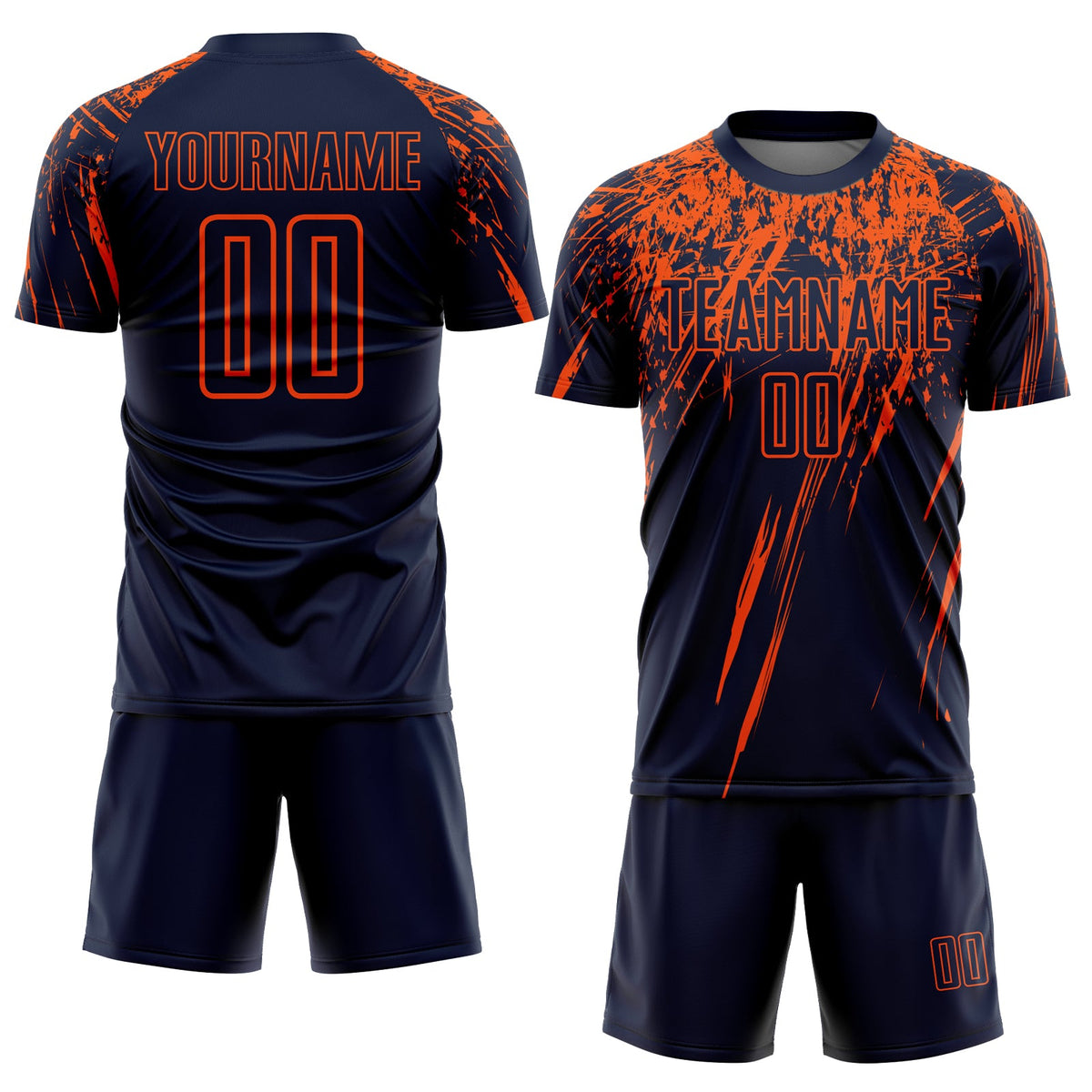 Custom Navy Orange Sublimation Soccer Uniform Jersey Limited