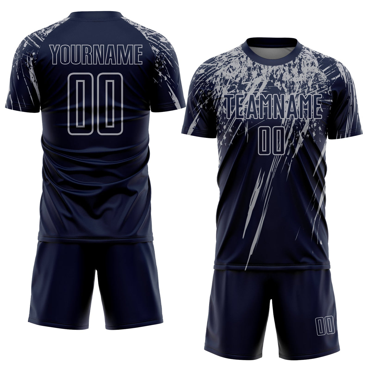 Custom Navy Gray Sublimation Soccer Uniform Jersey Limited