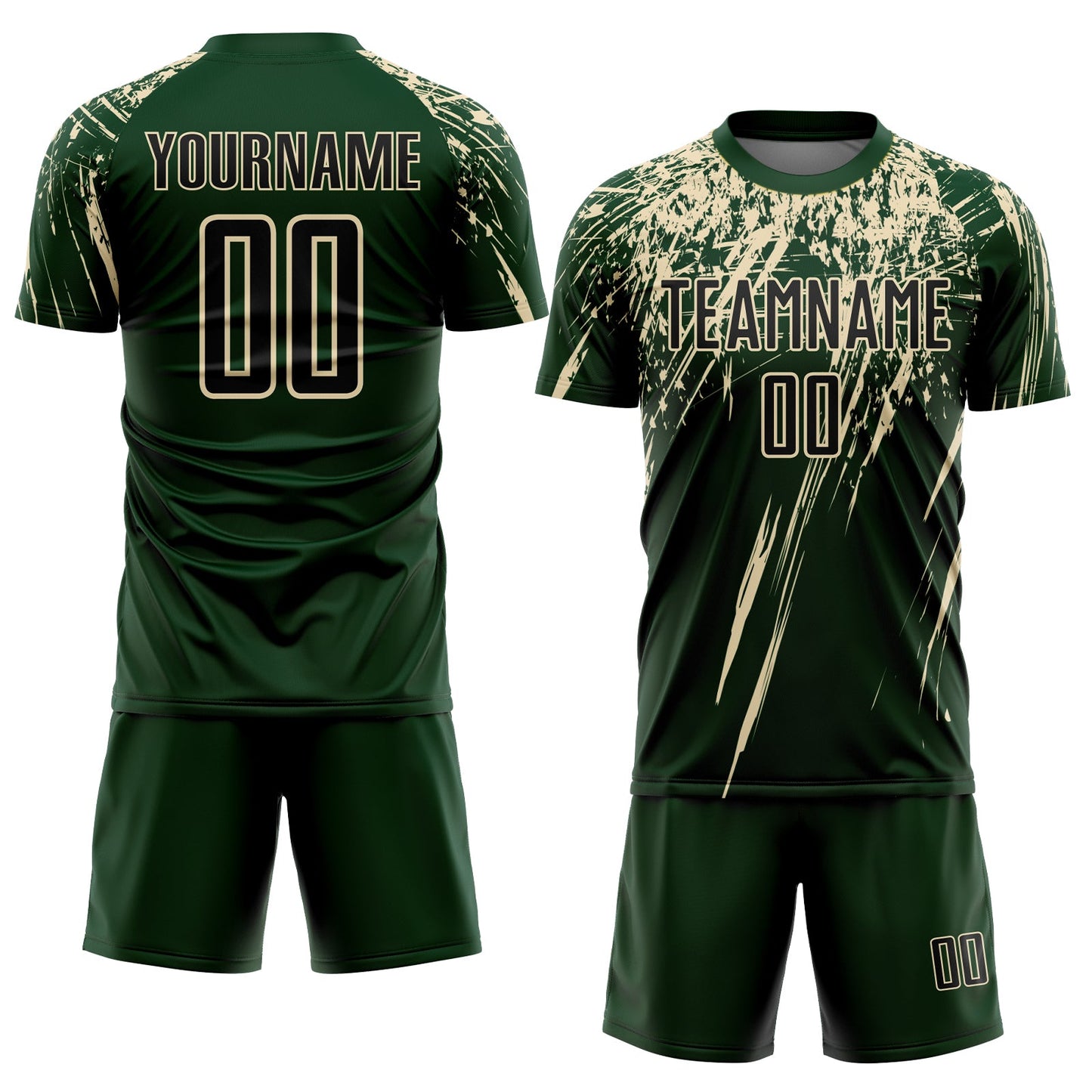 Custom Green Black-Cream Sublimation Soccer Uniform Jersey Limited