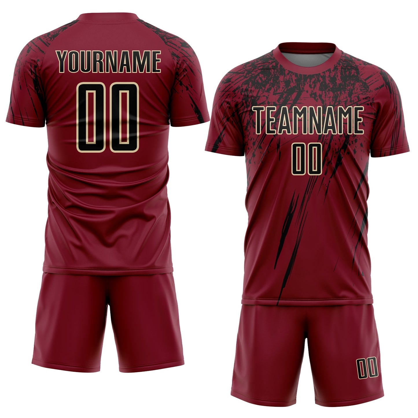 Custom Crimson Black-Cream Sublimation Soccer Uniform Jersey Limited