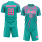 Custom Aqua Pink-White Sublimation Soccer Uniform Jersey Limited