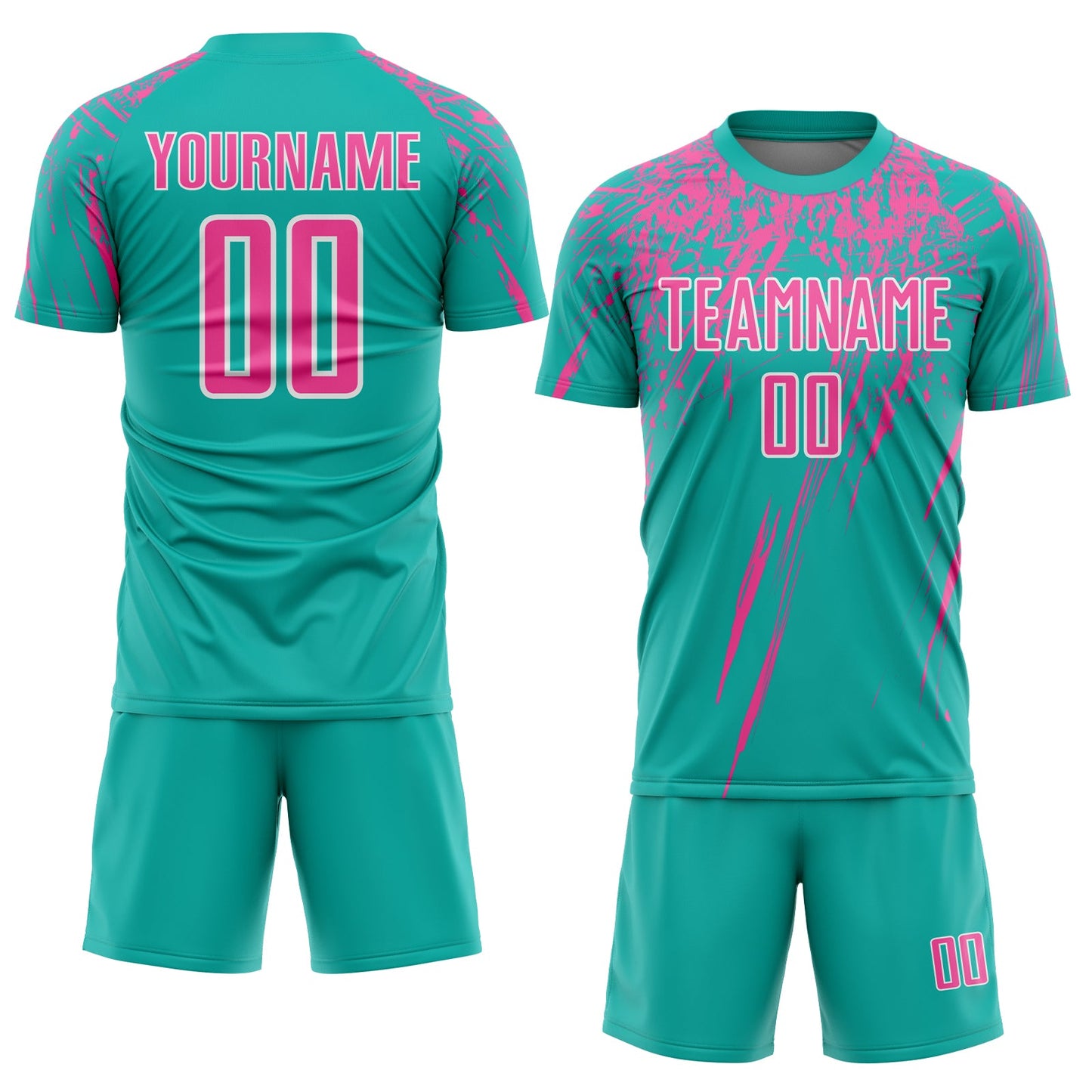 Custom Aqua Pink-White Sublimation Soccer Uniform Jersey Limited