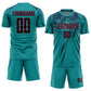 Custom Teal Navy-Red Sublimation Soccer Uniform Jersey Limited