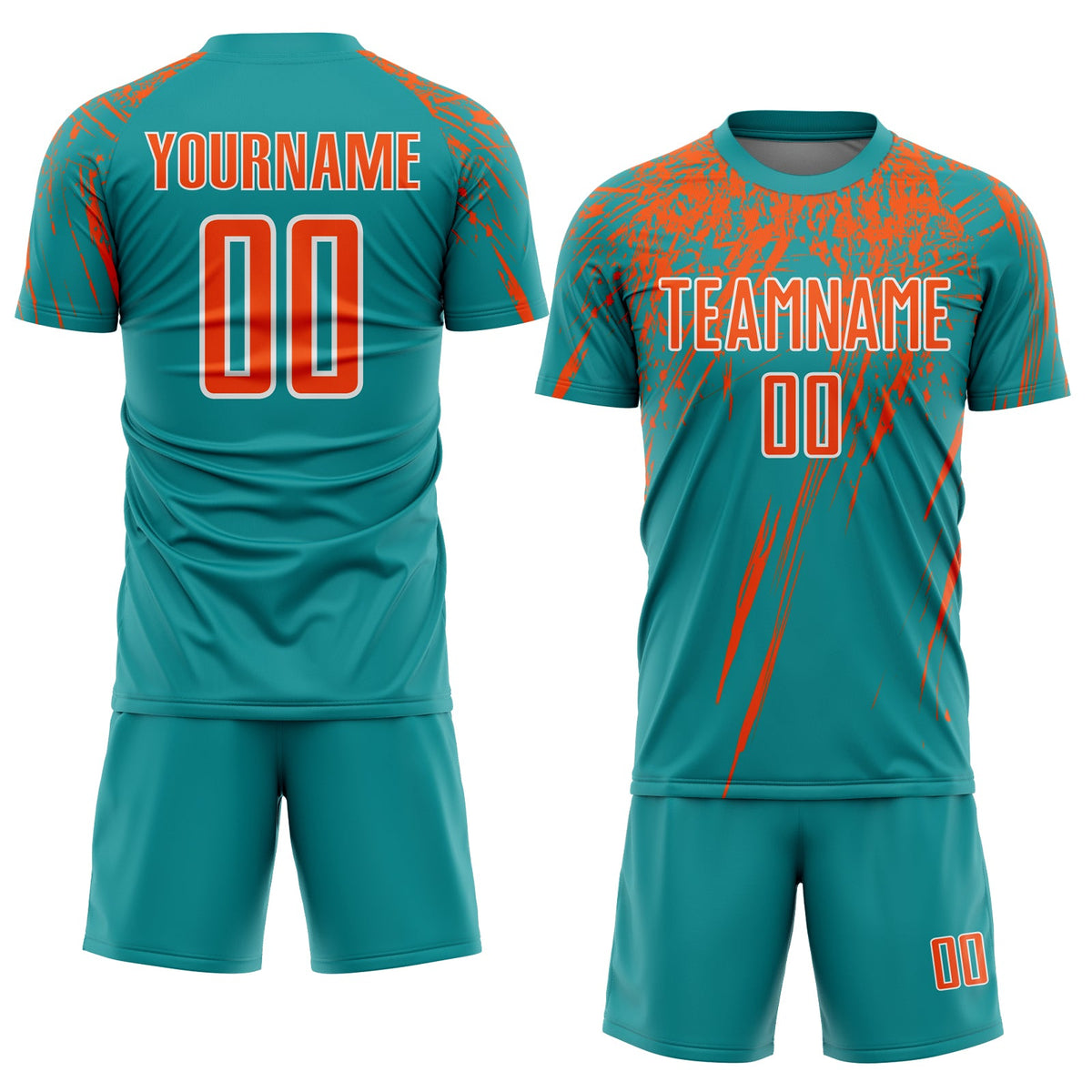 Custom Teal Orange-White Sublimation Soccer Uniform Jersey Limited