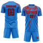 Custom Powder Blue Red-Navy Sublimation Soccer Uniform Jersey Limited