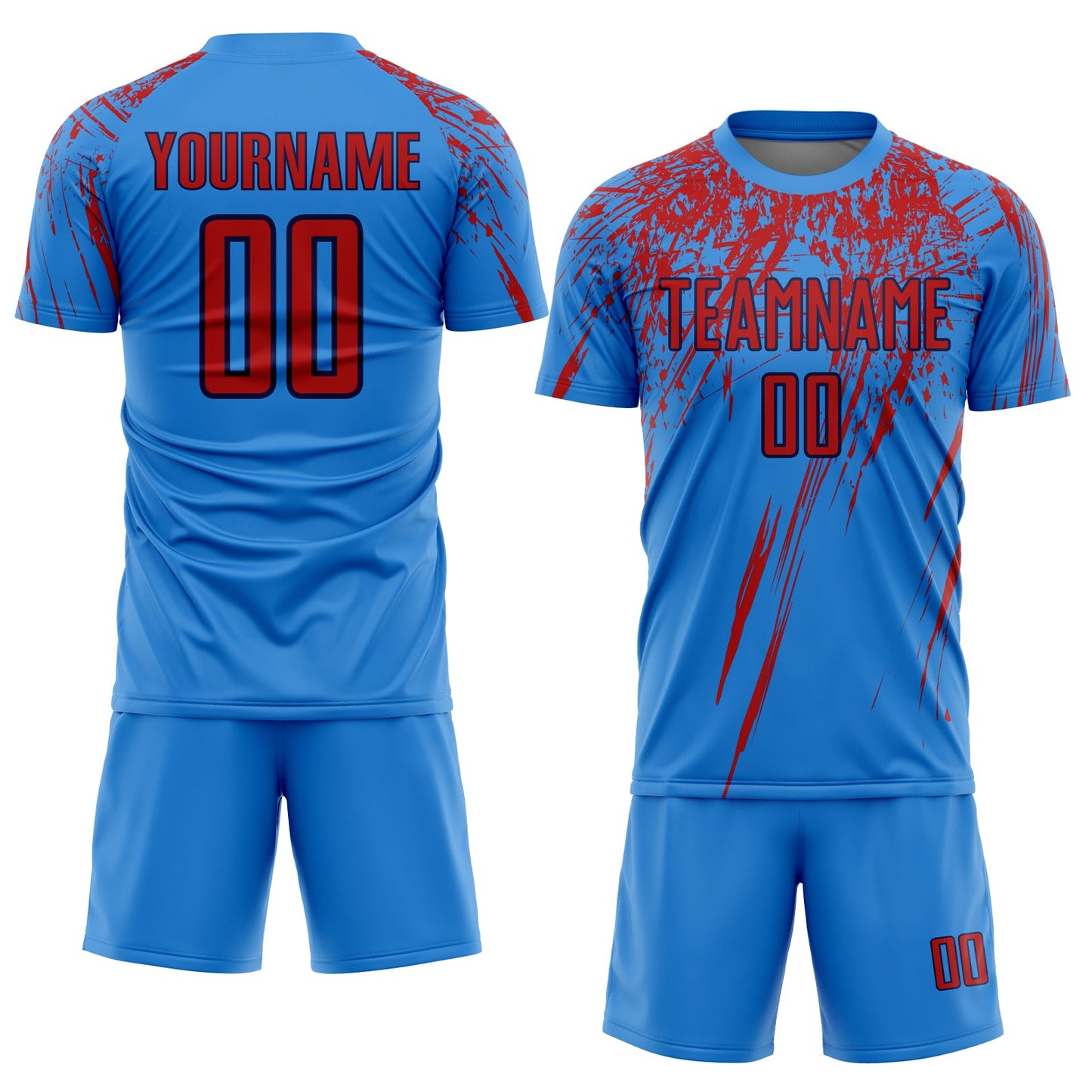 Custom Powder Blue Red-Navy Sublimation Soccer Uniform Jersey Limited