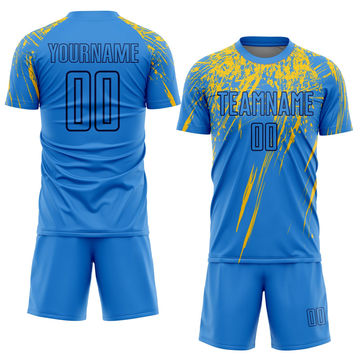 Custom Powder Blue Yellow-Navy Sublimation Soccer Uniform Jersey Limited
