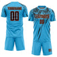 Custom Sky Blue Black-Orange Sublimation Soccer Uniform Jersey Limited