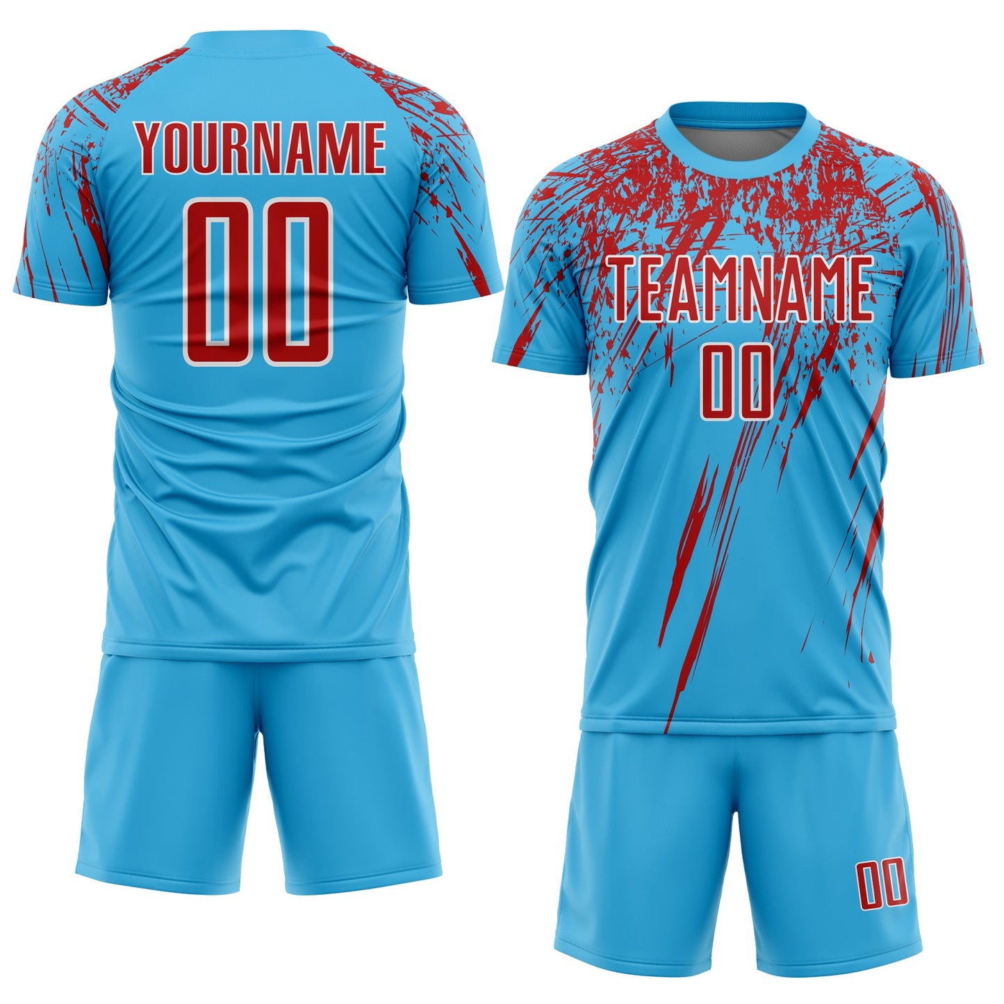 Custom Sky Blue Red-White Sublimation Soccer Uniform Jersey Limited