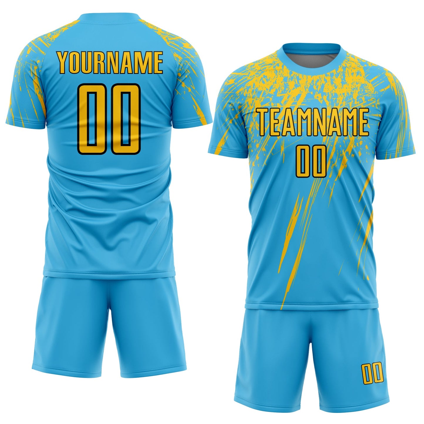 Custom Sky Blue Yellow-Black Sublimation Soccer Uniform Jersey Limited