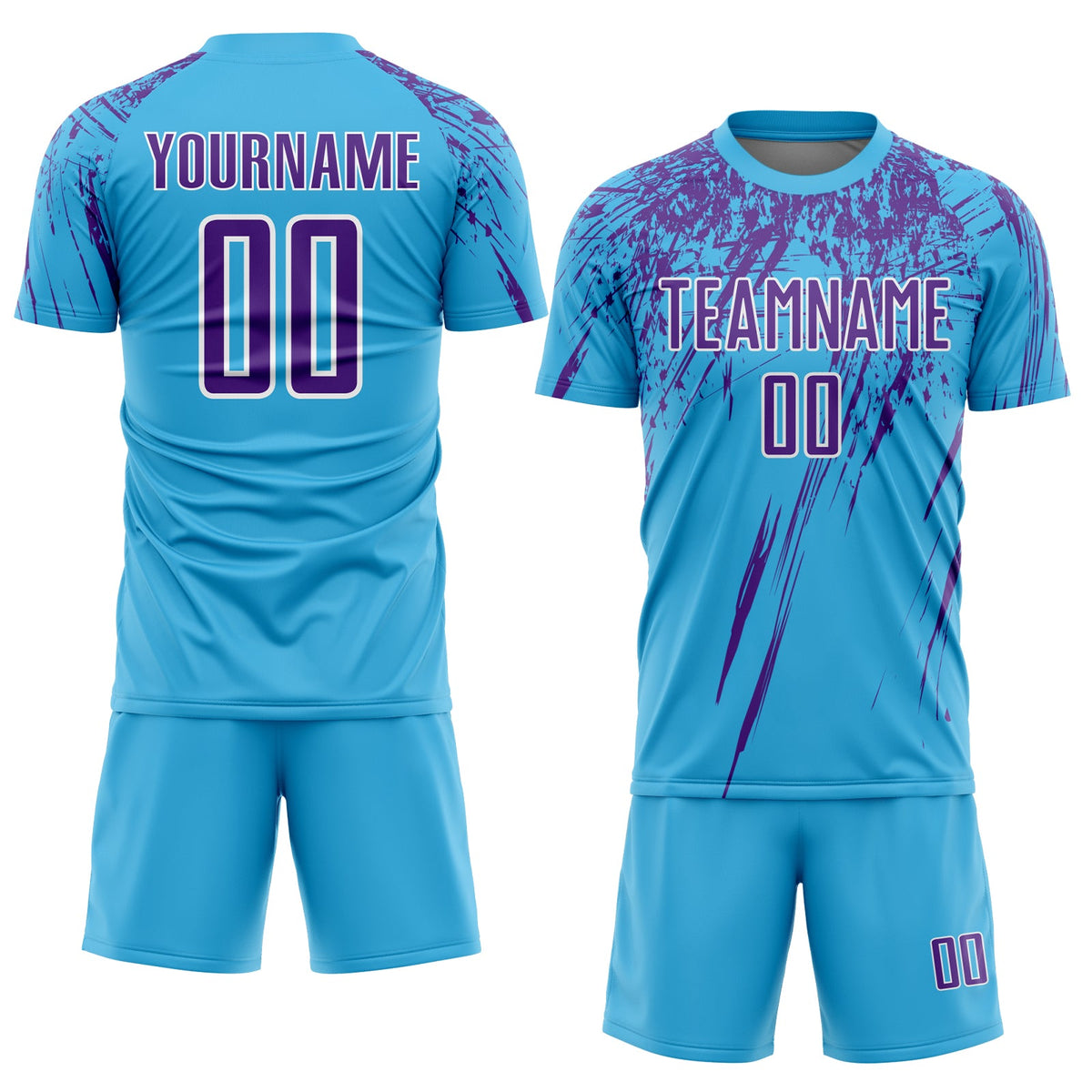 Custom Sky Blue Purple-White Sublimation Soccer Uniform Jersey Limited