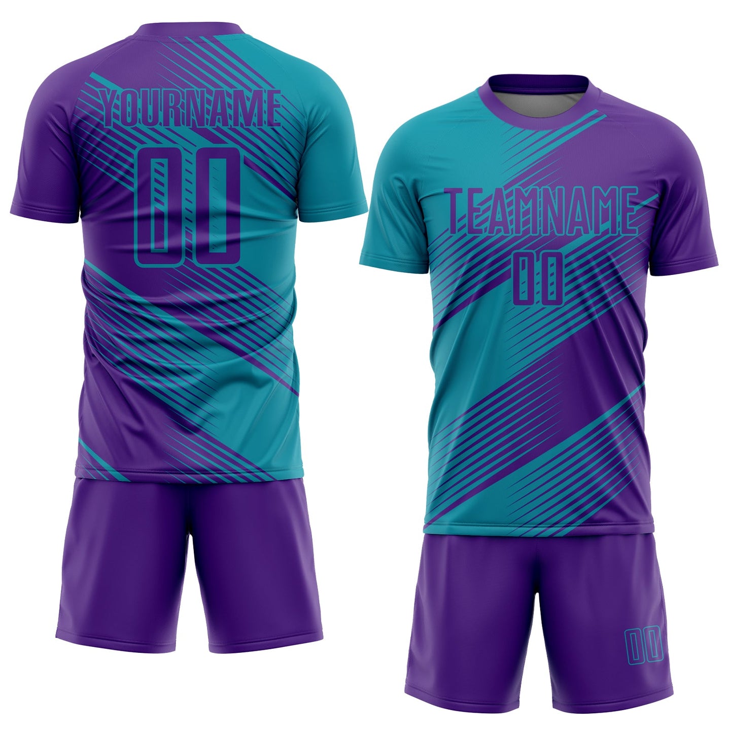 Custom Teal Purple Sublimation Soccer Uniform Jersey Limited