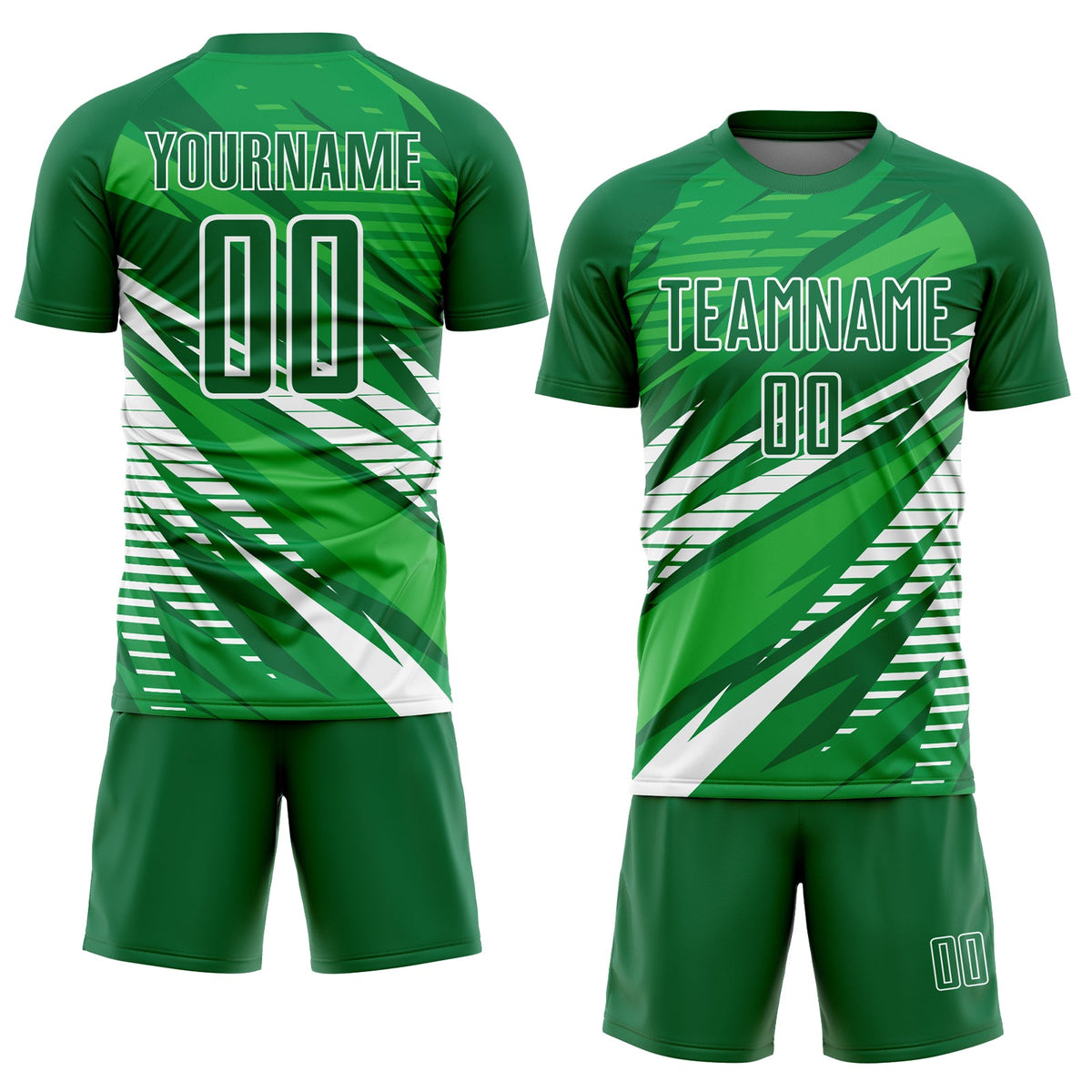Custom Kelly Green White Sublimation Soccer Uniform Jersey Limited