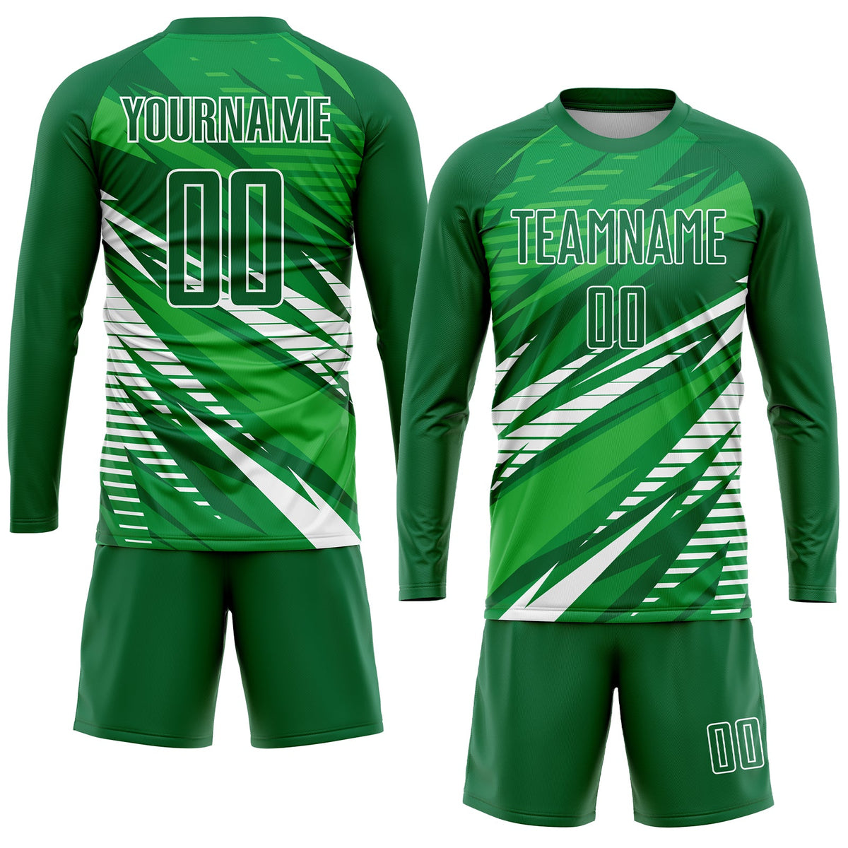 Custom Kelly Green White Sublimation Soccer Uniform Jersey Limited