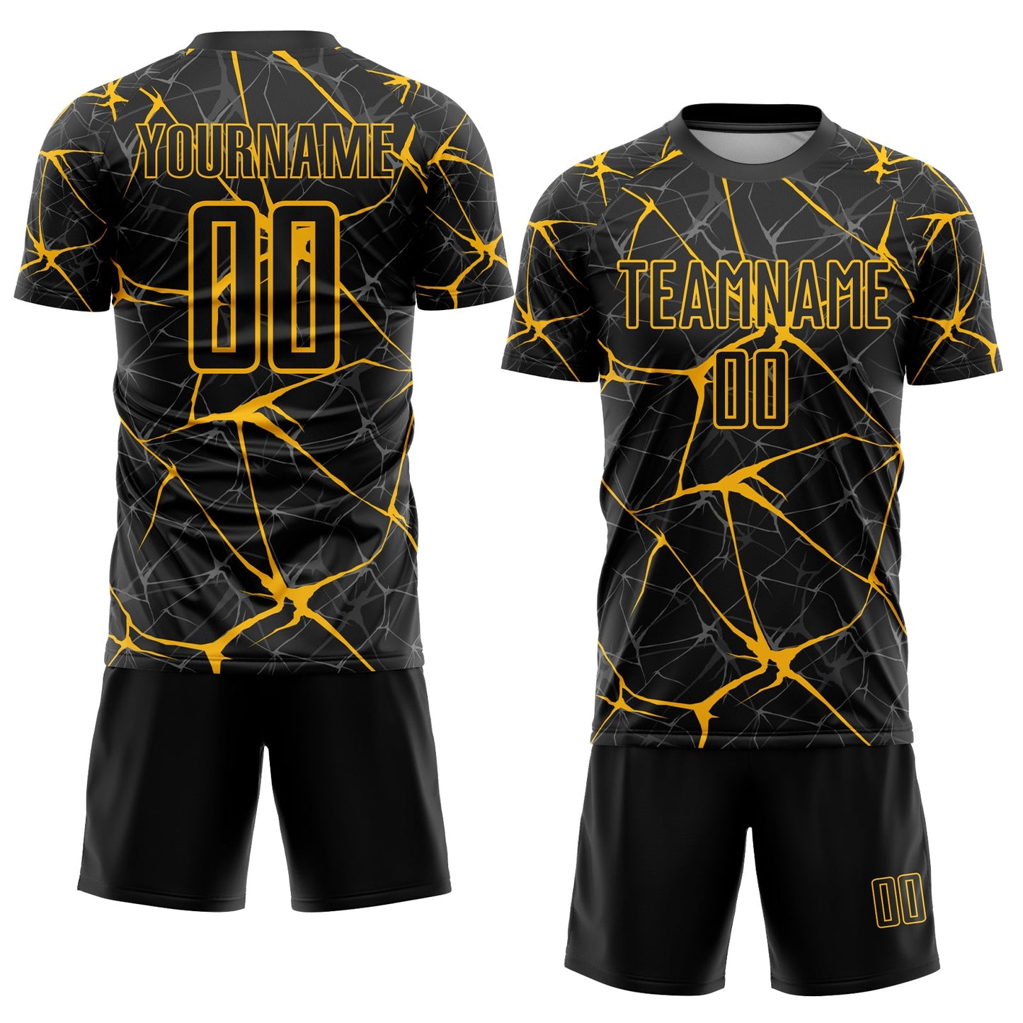Custom Black Yellow Sublimation Soccer Uniform Jersey Limited