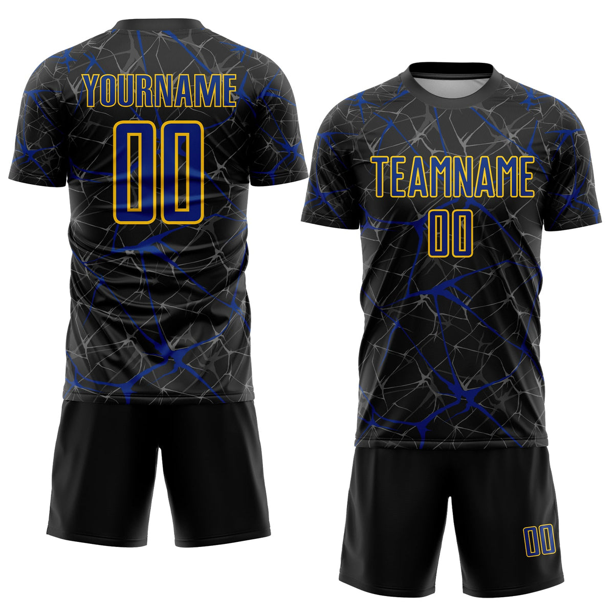 Custom Black Royal-Yellow Sublimation Soccer Uniform Jersey Limited