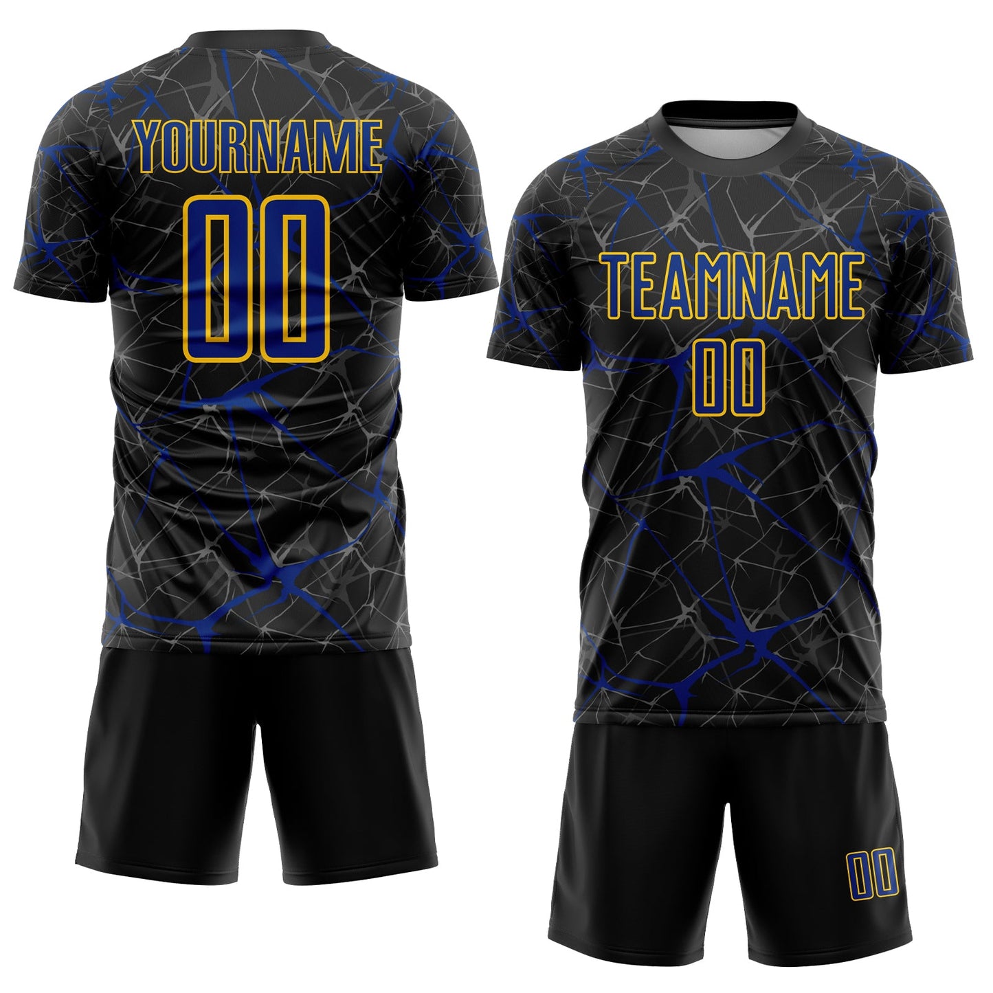Custom Black Royal-Yellow Sublimation Soccer Uniform Jersey Limited