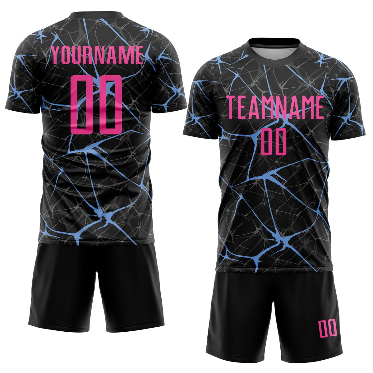 Custom Black Pink-Light Blue Sublimation Soccer Uniform Jersey Limited