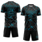 Custom Black Teal Sublimation Soccer Uniform Jersey Limited