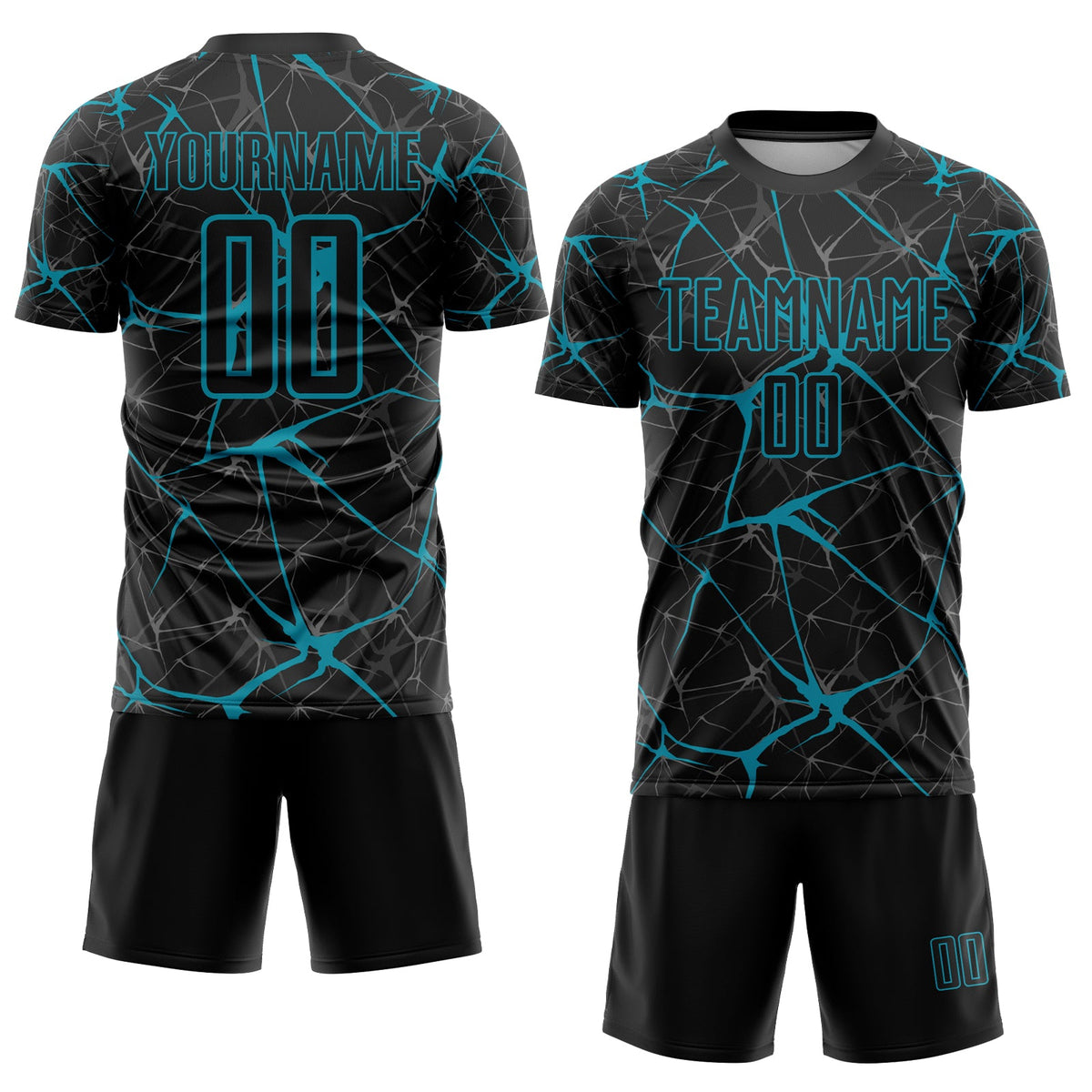 Custom Black Teal Sublimation Soccer Uniform Jersey Limited