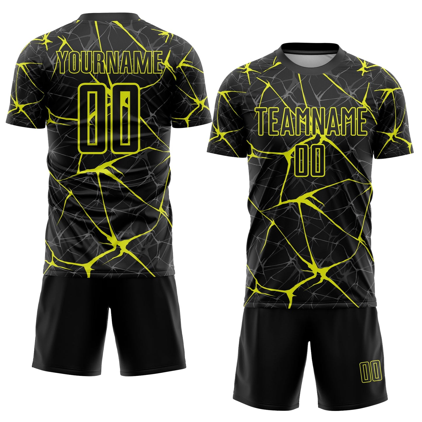 Custom Black Neon Yellow Sublimation Soccer Uniform Jersey Limited