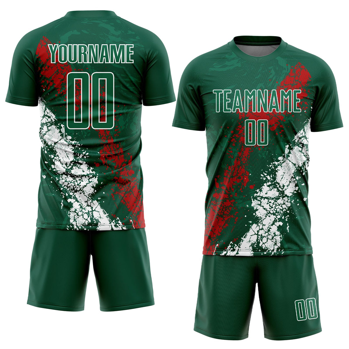 Custom Green Red-White Sublimation Mexico Soccer Uniform Jersey Limited