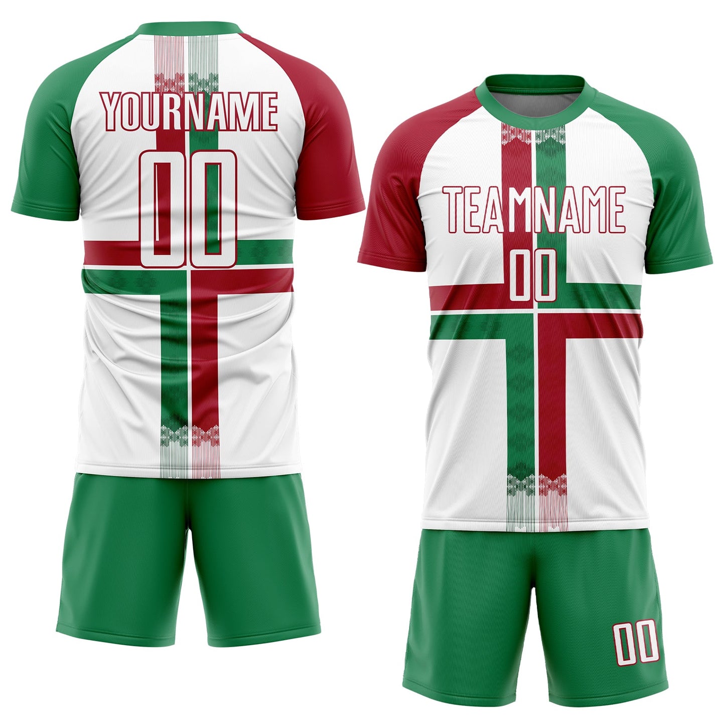 Custom White Kelly Green-Crimson Sublimation Mexico Soccer Uniform Jersey Limited