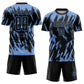 Custom Light Blue Black Sublimation Soccer Uniform Jersey Limited