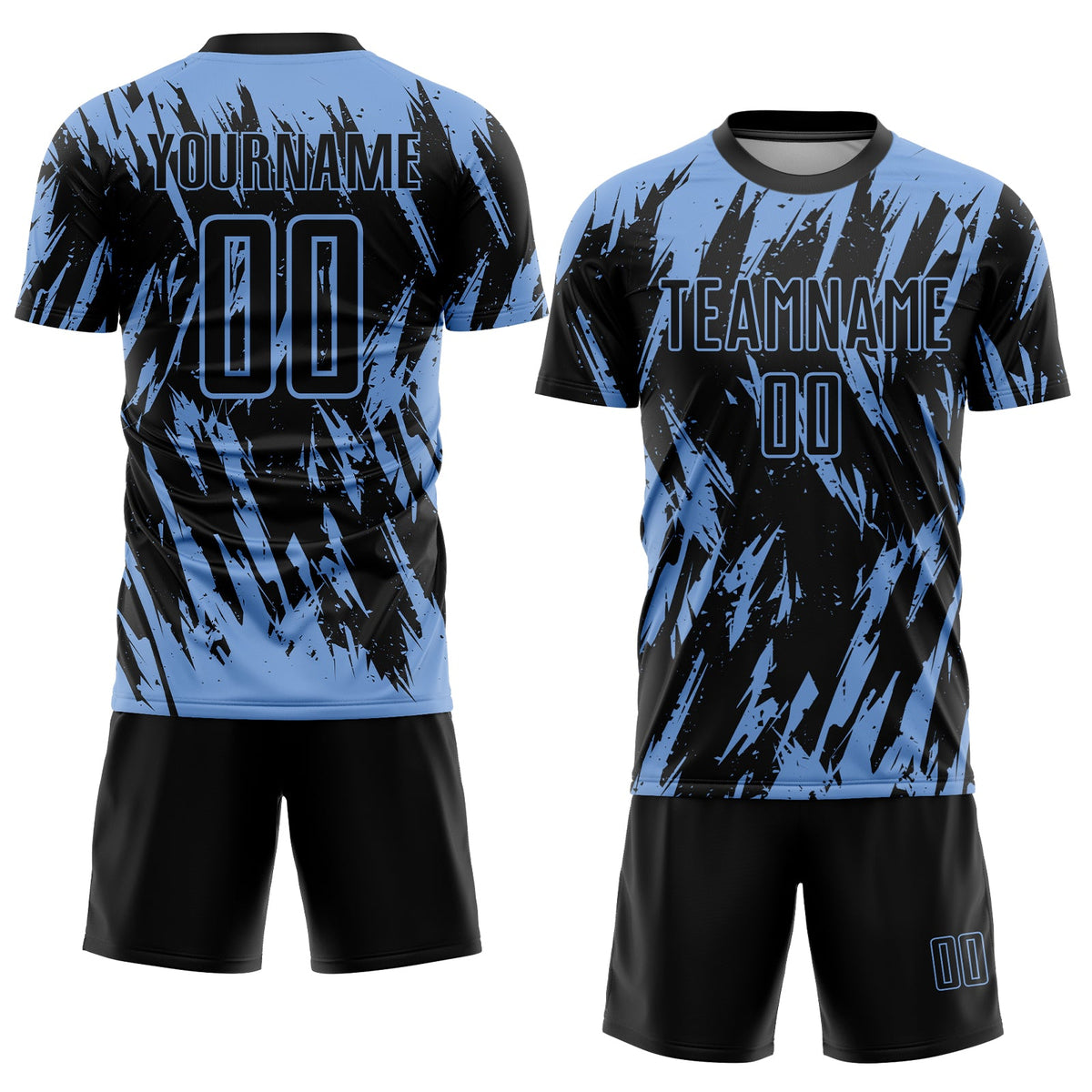 Custom Light Blue Black Sublimation Soccer Uniform Jersey Limited