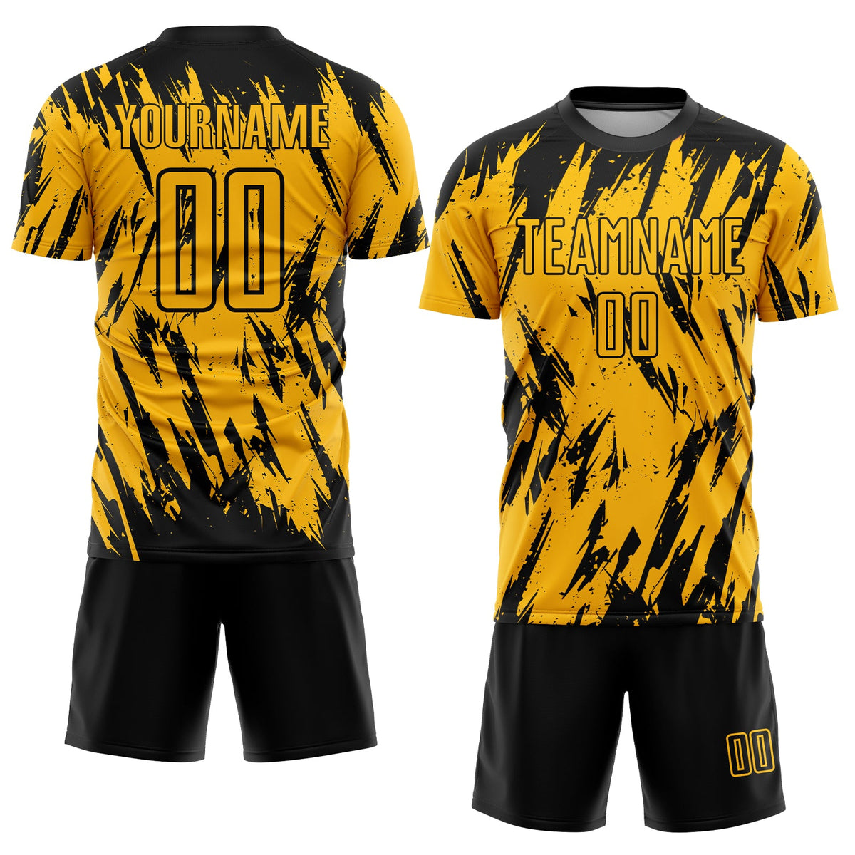 Custom Gold Black Sublimation Soccer Uniform Jersey Limited