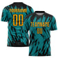 Custom Teal Gold Black Sublimation Soccer Uniform Jersey