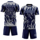 Custom Navy Gray Sublimation Soccer Uniform Jersey Limited