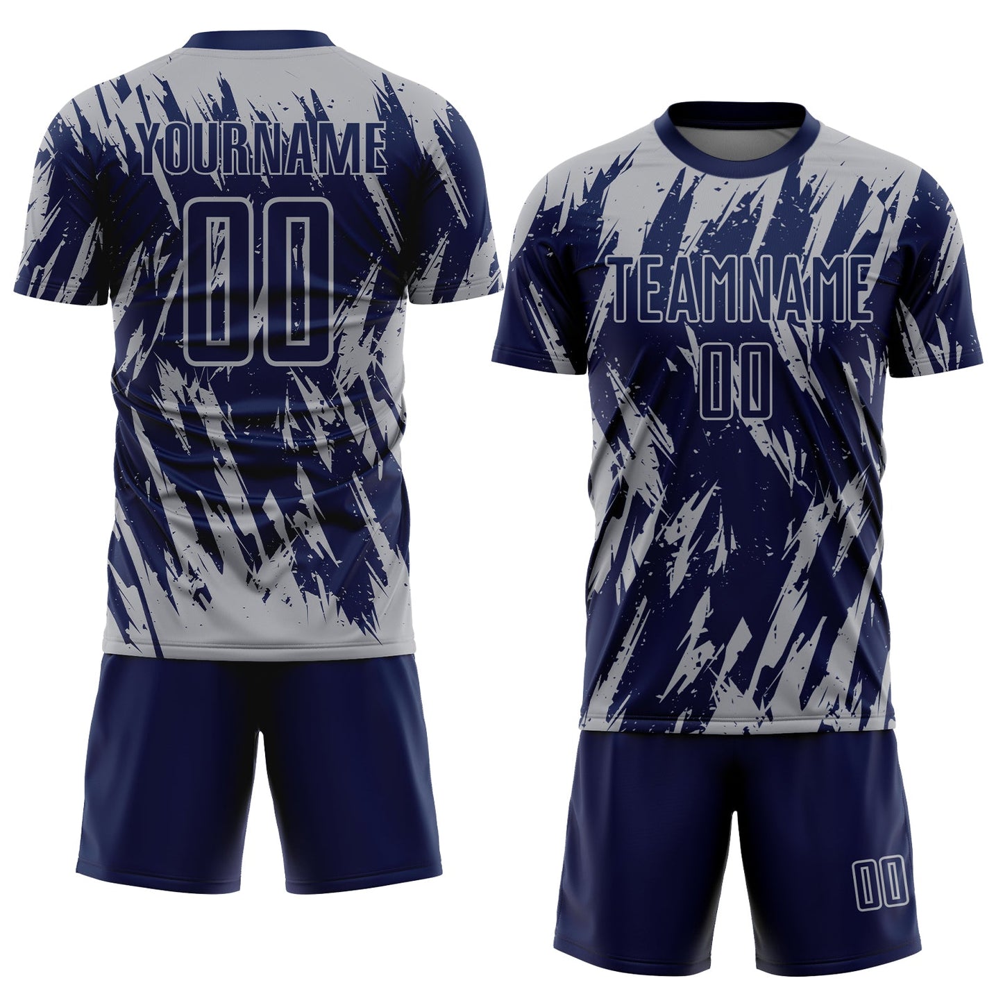 Custom Navy Gray Sublimation Soccer Uniform Jersey Limited