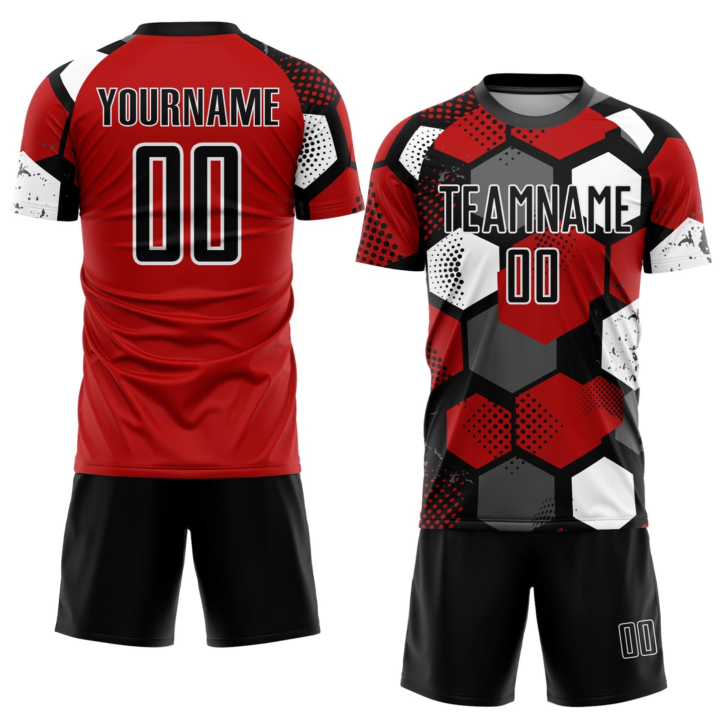 Custom Red Black-White Sublimation Soccer Uniform Jersey Limited