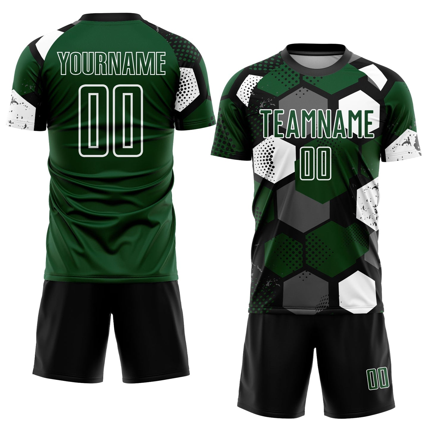 Custom Green Black-White Sublimation Soccer Uniform Jersey Limited
