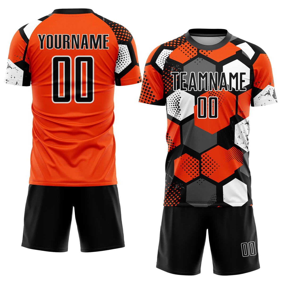 Custom Orange Black-White Sublimation Soccer Uniform Jersey Limited