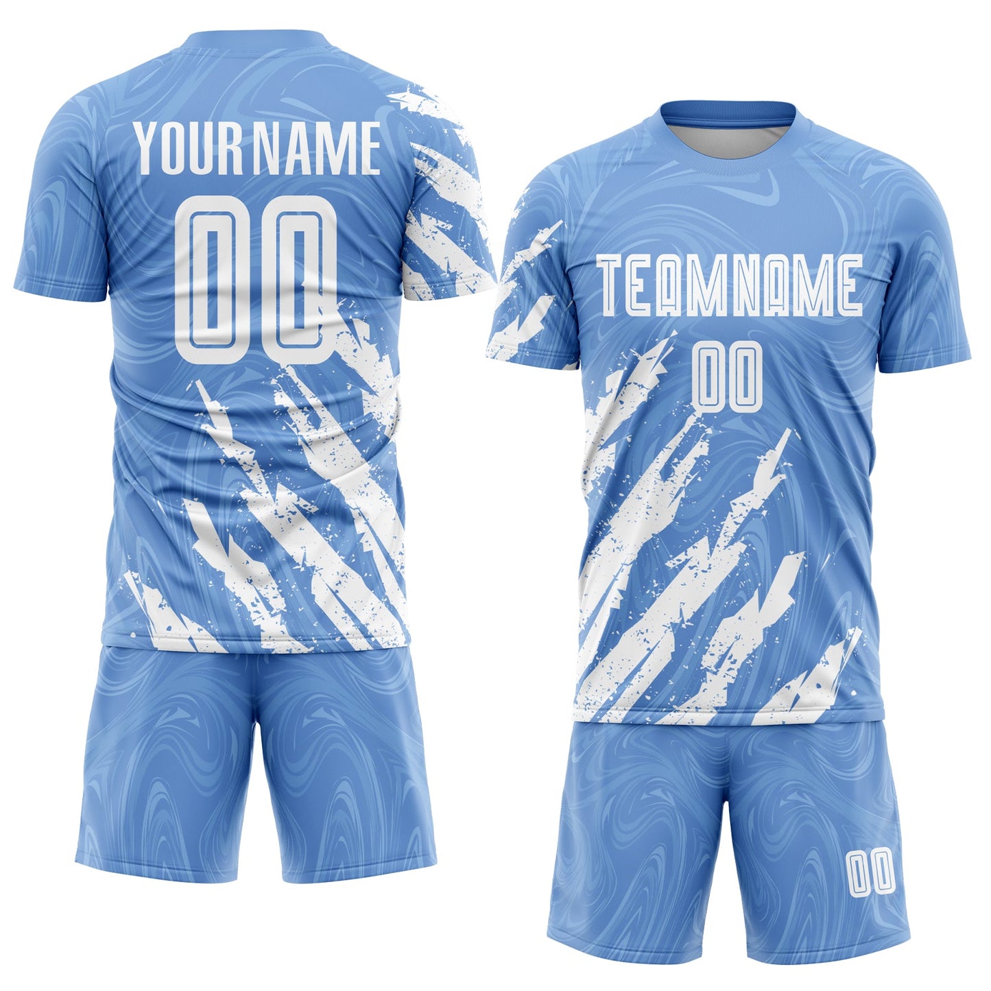 Custom Light Blue White Sublimation Soccer Uniform Jersey Limited