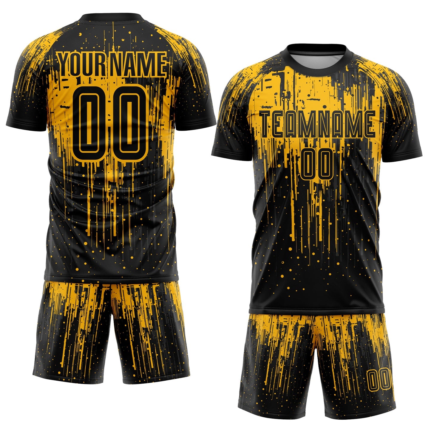 Custom Gold Black Sublimation Soccer Uniform Jersey Limited