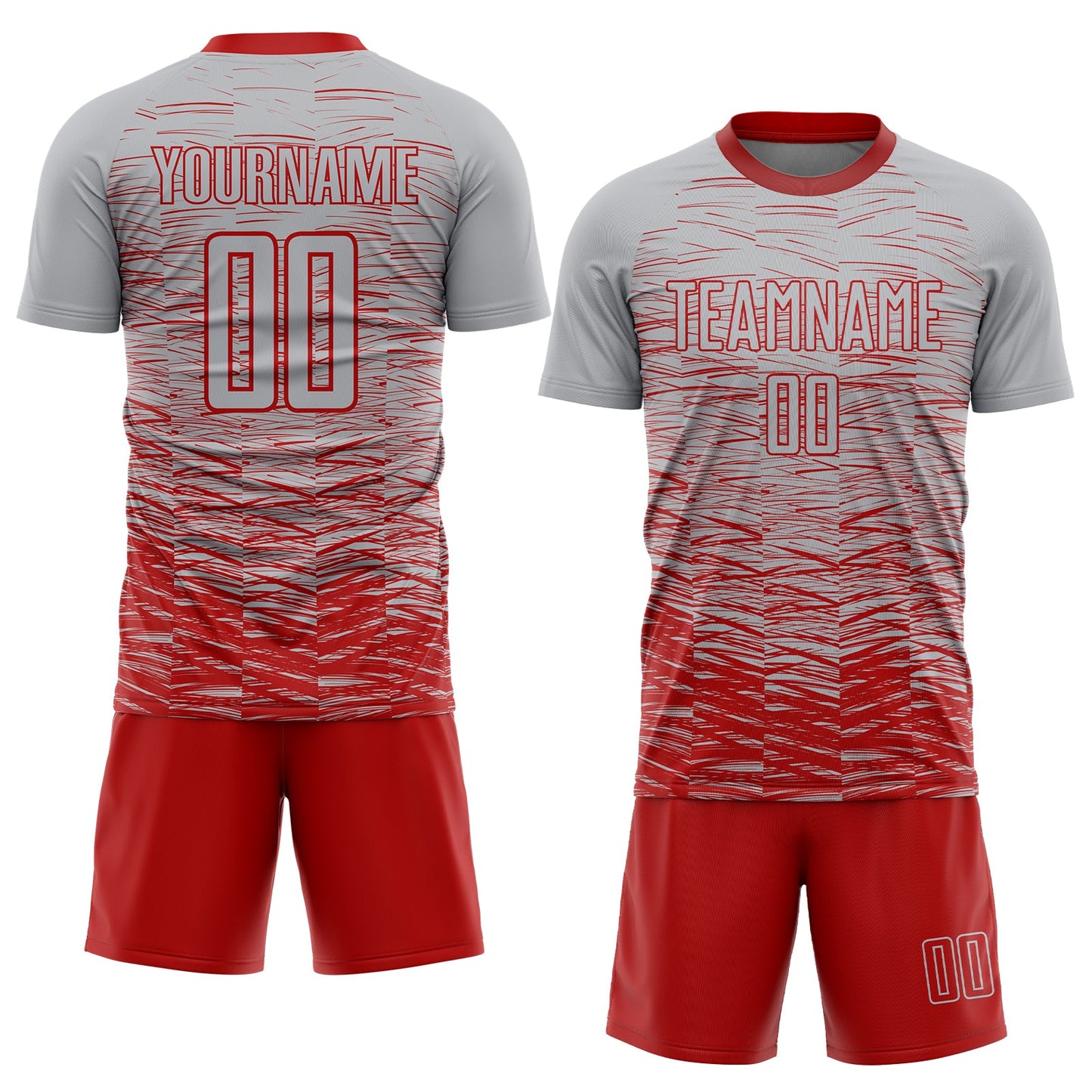 Custom Gray Red Sublimation Soccer Uniform Jersey Limited
