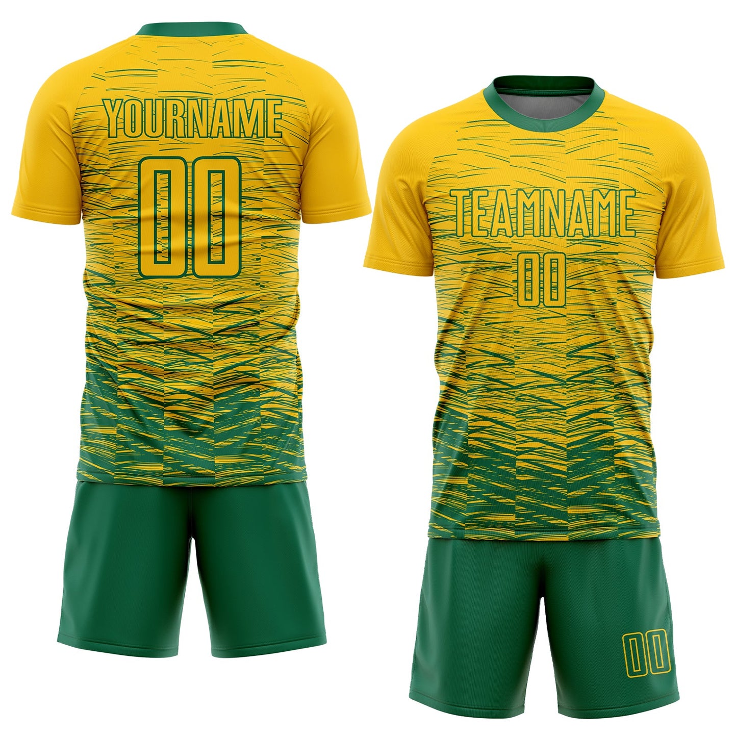 Custom Yellow Kelly Green Sublimation Soccer Uniform Jersey Limited