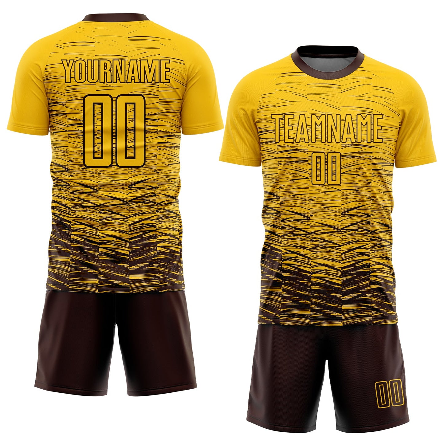 Custom Yellow Brown Sublimation Soccer Uniform Jersey Limited