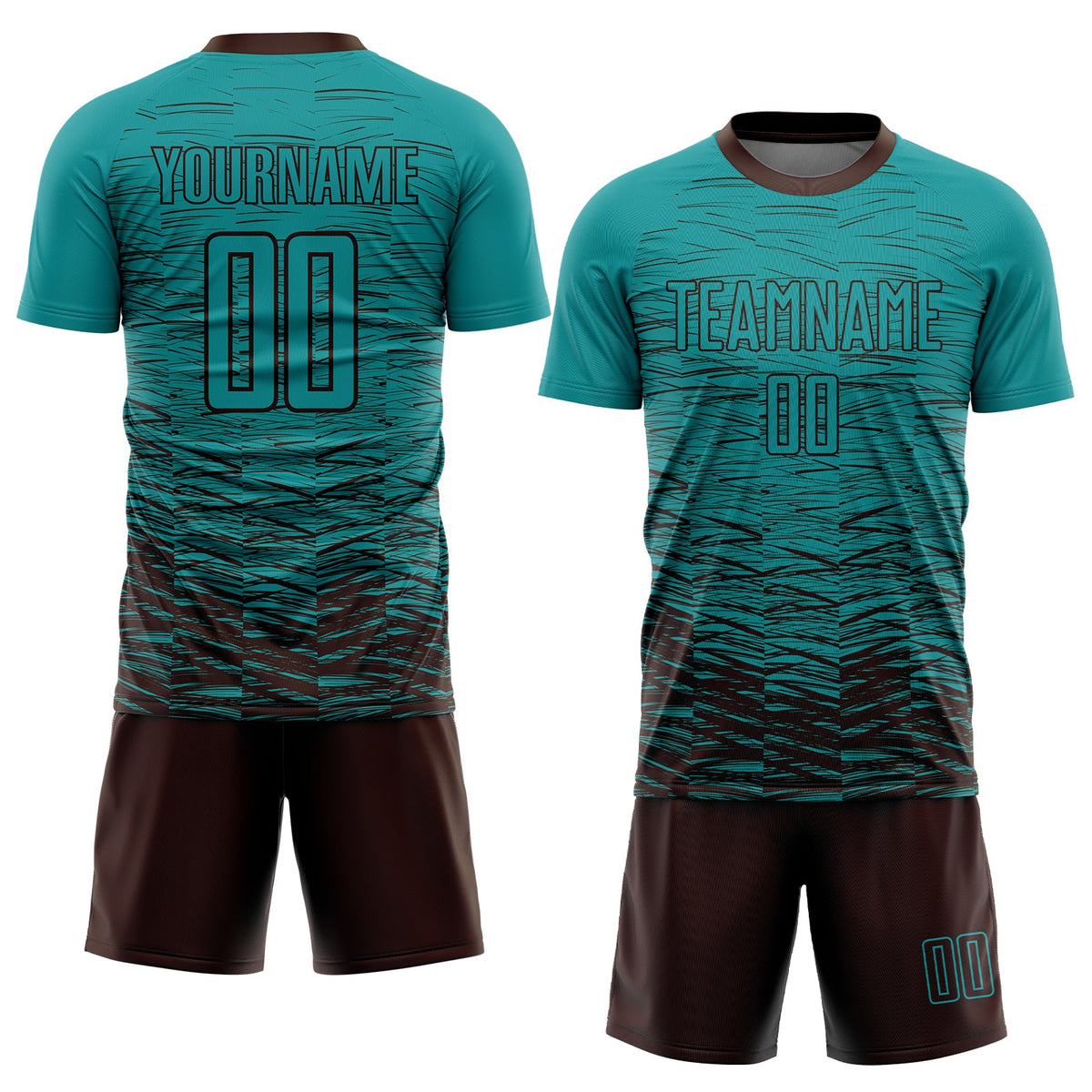 Custom Teal Brown Sublimation Soccer Uniform Jersey Limited