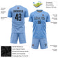 Custom Light Blue Black Sublimation Soccer Uniform Jersey Limited