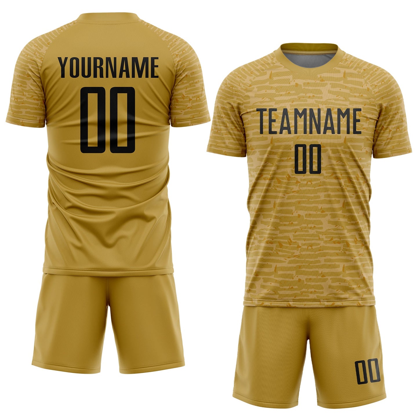 Custom Old Gold Black Sublimation Soccer Uniform Jersey Limited
