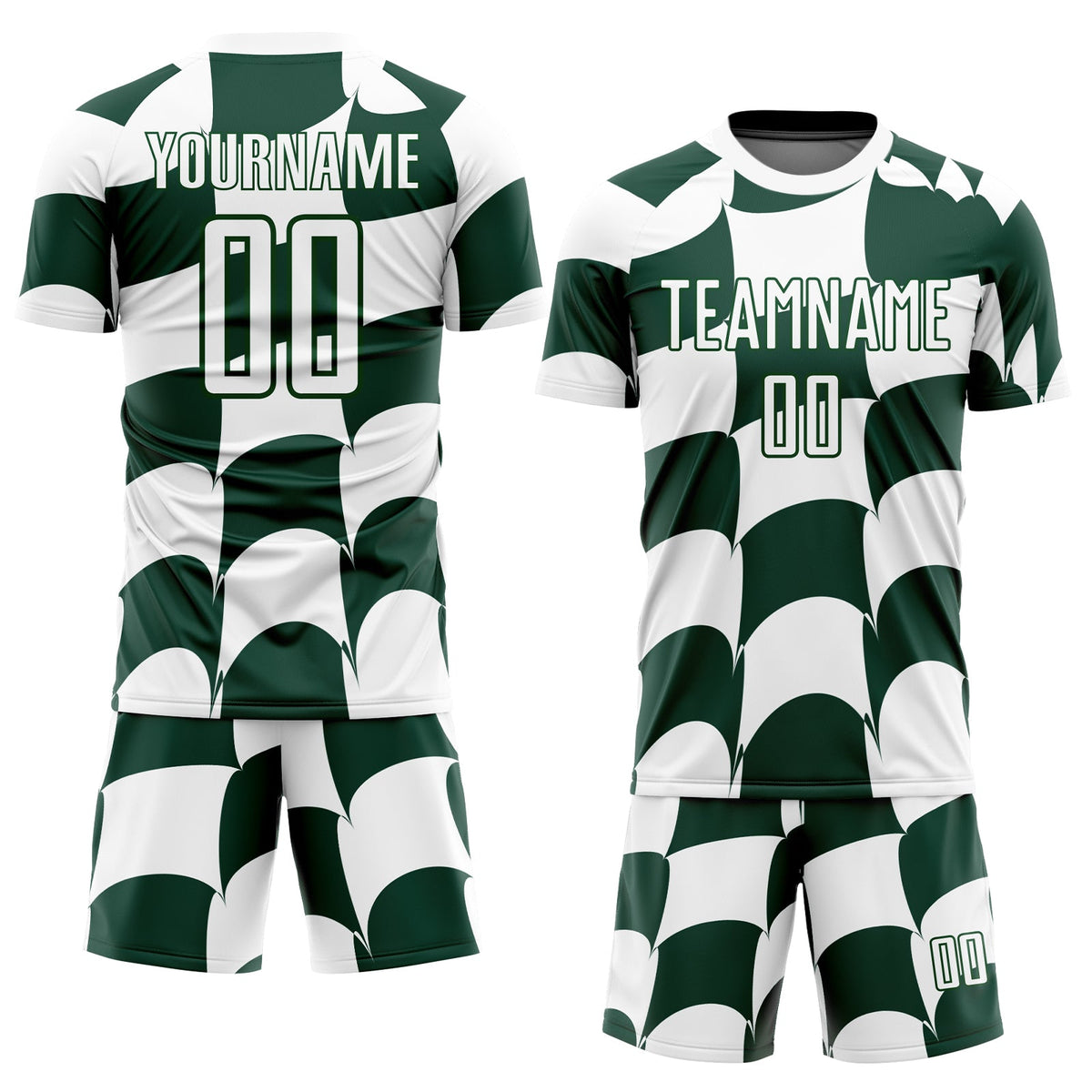 Custom White Green Plaid Sublimation Soccer Uniform Jersey Limited