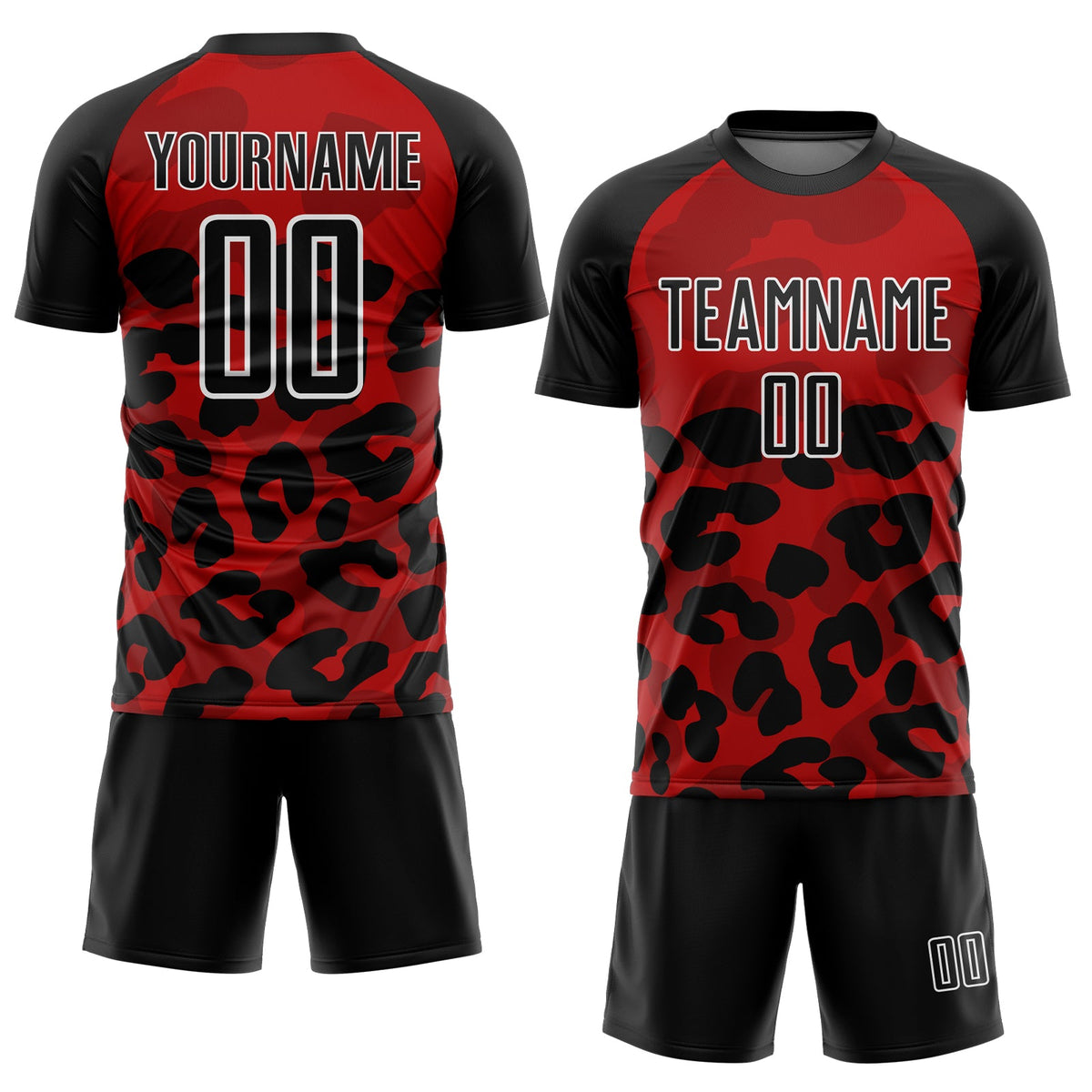 Custom Red Black-White Animal Print Sublimation Soccer Uniform Jersey Limited