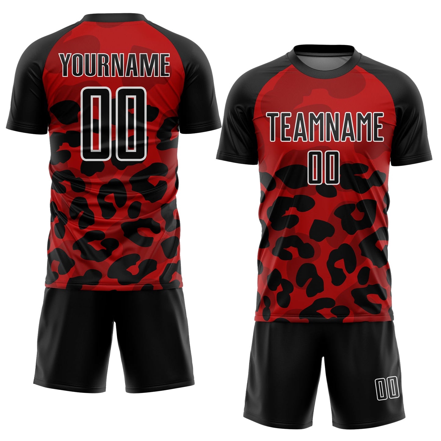 Custom Red Black-White Animal Print Sublimation Soccer Uniform Jersey Limited