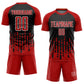 Custom Red Black-White Abstract Fluid Wave Sublimation Soccer Uniform Jersey Limited