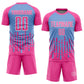 Custom Pink Light Blue-White Abstract Fluid Wave Sublimation Soccer Uniform Jersey Limited